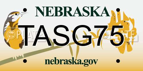 TASG75 Nebraska License Plate