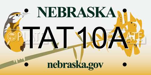 TAT10A Nebraska License Plate