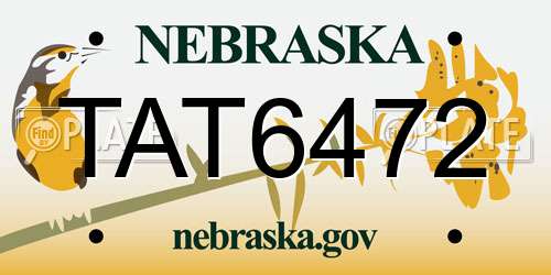 TAT6472 Nebraska License Plate