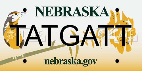 TATGATT Nebraska License Plate