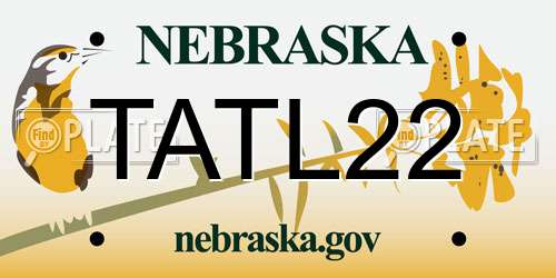 TATL22 Nebraska License Plate