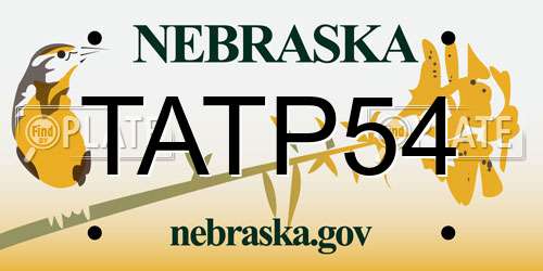 TATP54 Nebraska License Plate