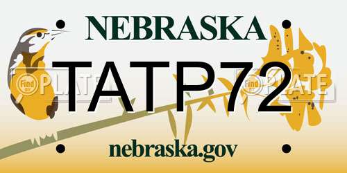TATP72 Nebraska License Plate