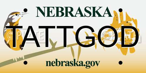 TATTGOD Nebraska License Plate