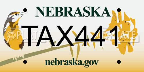 TAX441 Nebraska License Plate