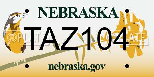 TAZ104 Nebraska License Plate