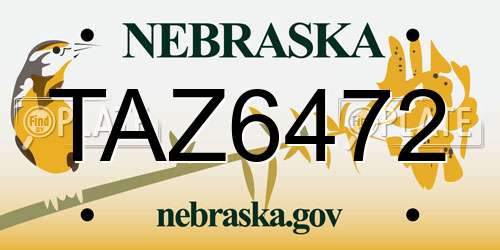 TAZ6472 Nebraska License Plate