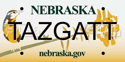 TAZGATT Nebraska License Plate