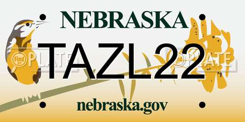 TAZL22 Nebraska License Plate