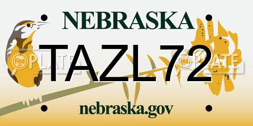 TAZL72 Nebraska License Plate
