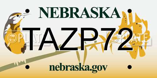 TAZP72 Nebraska License Plate