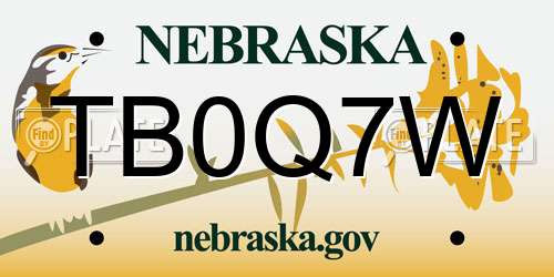 TB0Q7W Nebraska License Plate