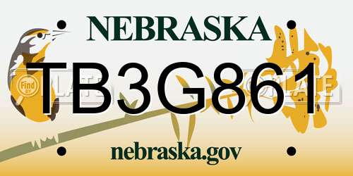 TB3G861 Nebraska License Plate