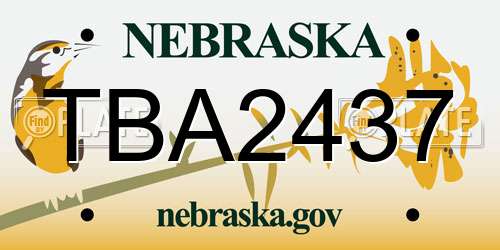 TBA2437 Nebraska License Plate