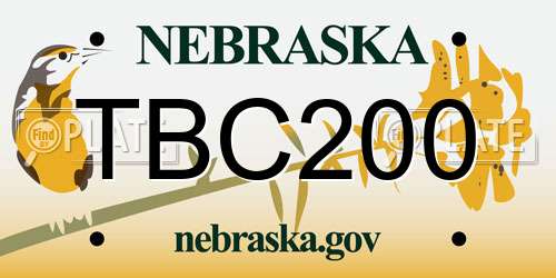 TBC200 Nebraska License Plate
