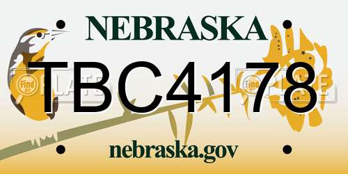 TBC4178 Nebraska License Plate