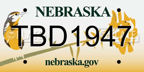 TBD1947 Nebraska License Plate