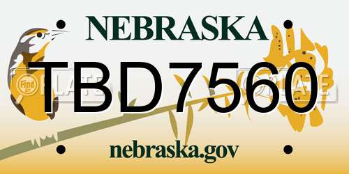 TBD7560 Nebraska License Plate