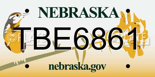 TBE6861 Nebraska License Plate