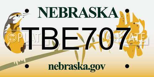 TBE707 Nebraska License Plate