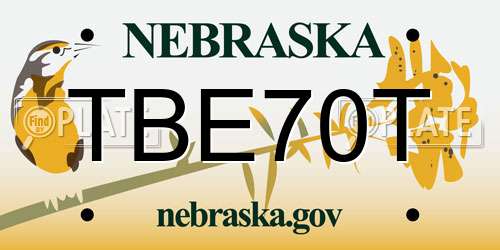 TBE70T Nebraska License Plate