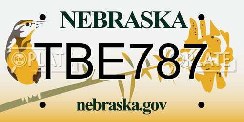 TBE787 Nebraska License Plate