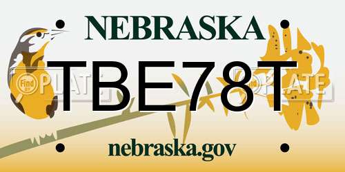 TBE78T Nebraska License Plate