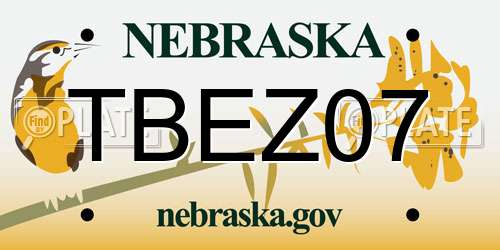 TBEZ07 Nebraska License Plate