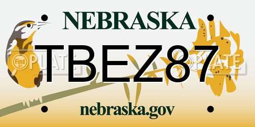 TBEZ87 Nebraska License Plate