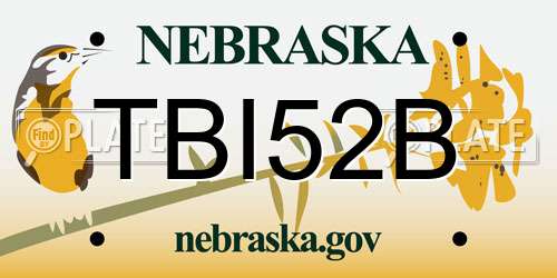 TBI52B Nebraska License Plate