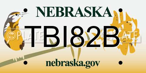 TBI82B Nebraska License Plate