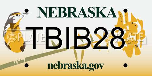 TBIB28 Nebraska License Plate