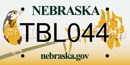 TBL044 Nebraska License Plate