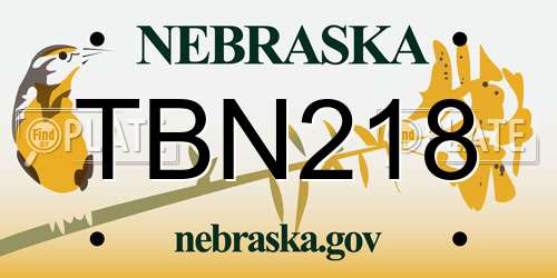 TBN218 Nebraska License Plate