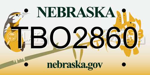 TBO2860 Nebraska License Plate