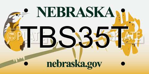 TBS35T Nebraska License Plate