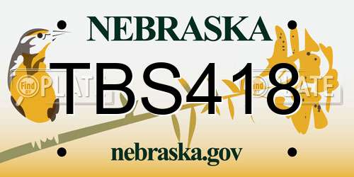 TBS418 Nebraska License Plate