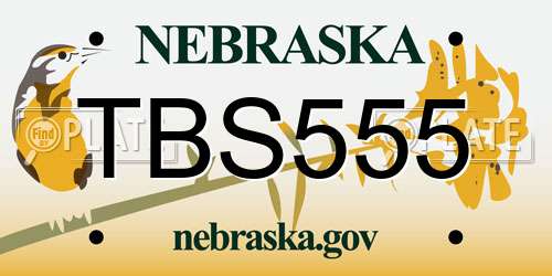 TBS555 Nebraska License Plate