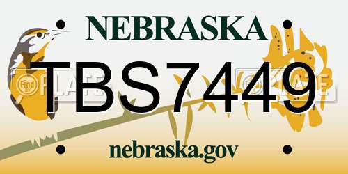 TBS7449 Nebraska License Plate