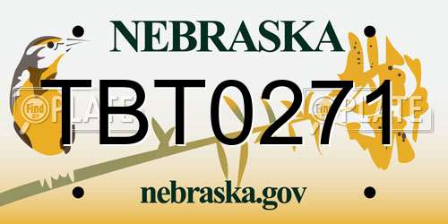 TBT0271 Nebraska License Plate