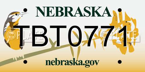 TBT0771 Nebraska License Plate