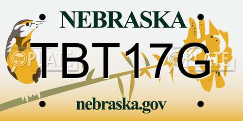 TBT17G Nebraska License Plate