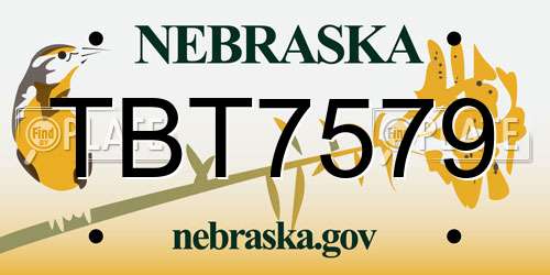 TBT7579 Nebraska License Plate