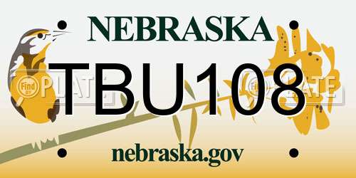 TBU108 Nebraska License Plate
