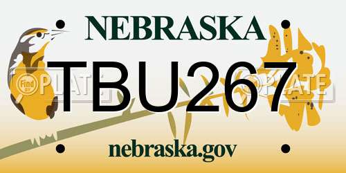 TBU267 Nebraska License Plate