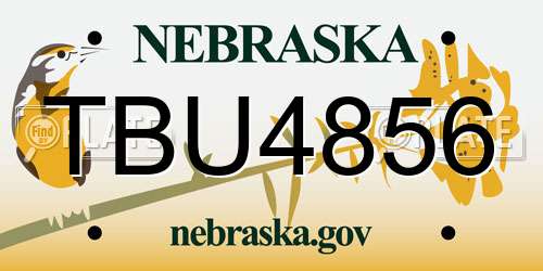 TBU4856 Nebraska License Plate