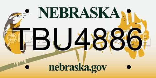 TBU4886 Nebraska License Plate