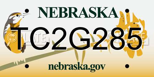 TC2G285 Nebraska License Plate