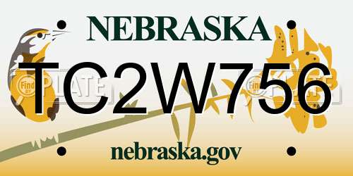TC2W756 Nebraska License Plate