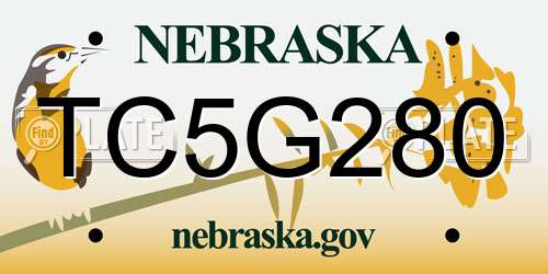 TC5G280 Nebraska License Plate